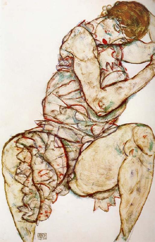 Egon Schiele Seated Woman with her Left Hand in her Hair